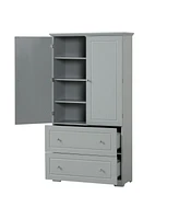 Slickblue Wide Grey Bathroom Storage Cabinet – Freestanding Mdf with Painted Finish, Two Drawers & Adjustable Shelf