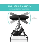 Best Choice Products 3-Seat Outdoor Converting Canopy Swing Glider Patio Hammock w/ Removable Cushions
