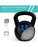 Best Choice Products 3-Piece Kettlebell Set with Storage Rack, Exercise Fitness Concrete Weights 5lb, 10lb, 15lb