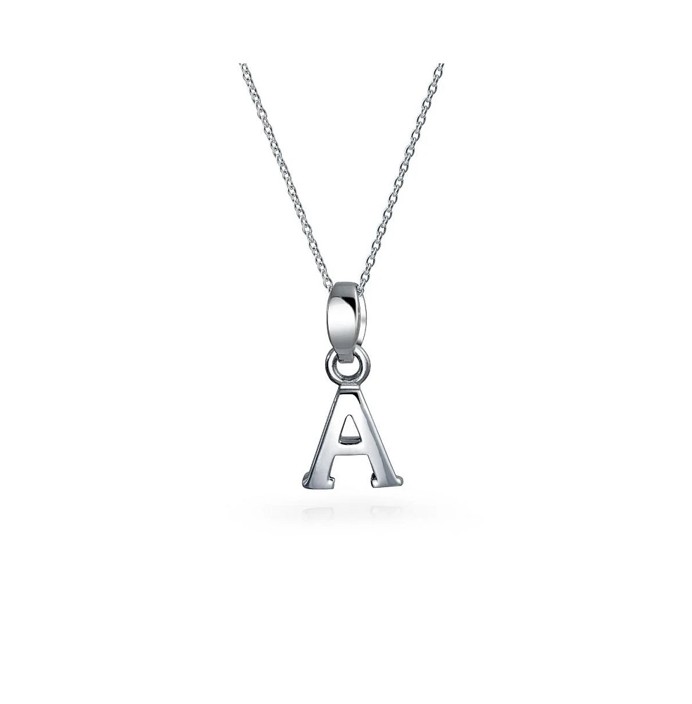 Bling Jewelry Abc Capital Block Letter Alphabet A-z Initial Pendant Necklace For Women .925 Sterling Silver