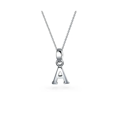 Bling Jewelry Abc Capital Block Letter Alphabet A-z Initial Pendant Necklace For Women .925 Sterling Silver