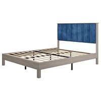 Slickblue Full Bed Frame with Wood and Upholstered Headboard