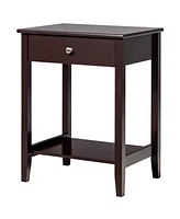 Gymax 2PCS Nightstand Sofa Side End Table Bedroom Living Room w/ Shelf Drawer