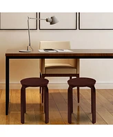 Gymax Set of 4 18" Stacking Stool Round Dining Chair Backless Wood Home Decor Brown