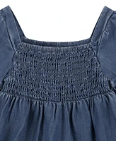 Levi's Baby Girls Long Sleeve Smocked Bodice Dress with Diaper Cover, 2-Piece Set