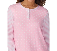 Cuddl Duds Women's Printed Button-Front Jogger Pajama Set