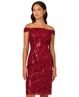 Adrianna Papell Women's Off-The-Shoulder Sequin Sheath Dress