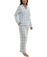 Roudelain Women's Notched-Collar Flannel Pajama Set