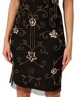 Adrianna Papell Women's Beaded Illusion-Neck Dress