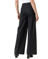 Gloria Vanderbilt Women's Wide-Leg Striped Pull-On Pants - Black