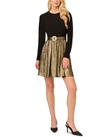 Adrianna by Papell Women's Long-Sleeve Belted Dress