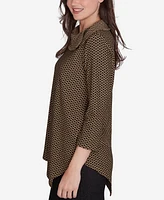 Ruby Rd. Petite Split Cowl Neck Textured Herringbone Jacquard Knit Top