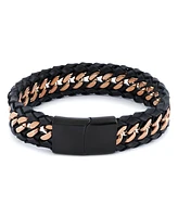 Rhona Sutton Black Rose Gold Chain Stainless Steel Bracelet