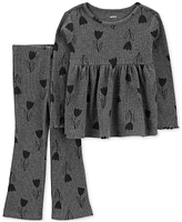 Carter's Baby Girls Floral Thermal Top & Flare Pants, 2-Piece Set