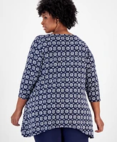 Jm Collection Plus Geo-Print Swing Top, Created for Macy's