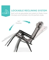 Best Choice Products Folding Zero Gravity Recliner Patio Lounge Chair w/ Canopy Shade, Headrest