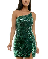 Crystal Doll Juniors' One-Shoulder Sequined Bodycon Dress