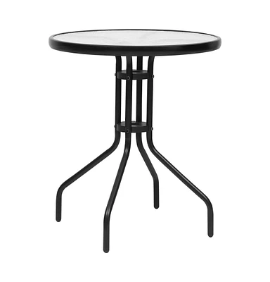 vidaXL Patio Table Black 23.6"x27.6" Steel