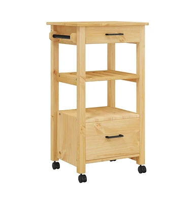 vidaXL Kitchen Trolley Monza 18.9"x15.7"x35.4" Solid Wood Pine