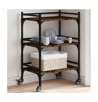 vidaXL Kitchen Trolley Smoked Oak 19.7"x13.8"x29.7" Engineered Wood