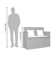 vidaXL Patio Bench with Cushions Gray Poly Rattan