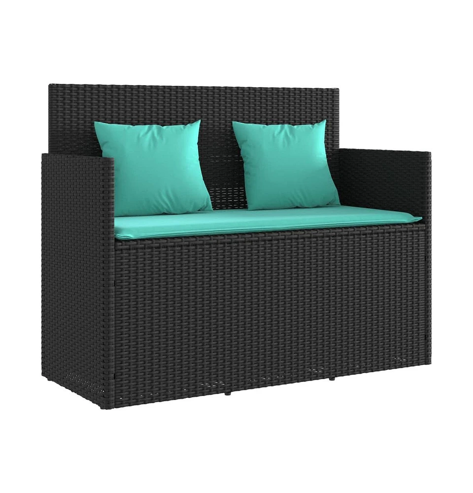 vidaXL Patio Bench with Cushions Poly Rattan