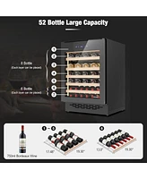 Jinjunye 24Inch Wine Cooler Refrigerator, 52 Bottle Wine Fridge Digital Temperature Control, Built