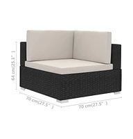 vidaXL 3 Piece Patio Sofa Set with Cushions Poly Rattan