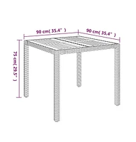 vidaXL Patio Table with Wooden Top Gray 35.4"x35.4"x29.5" Poly Rattan