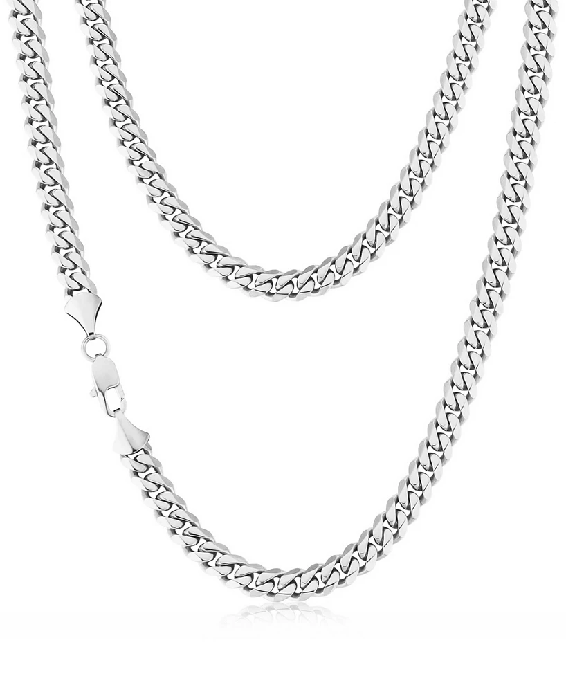 Rhona Sutton Silver Miami Cuban 8MM Stainless Steel Chain Necklace