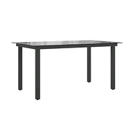 vidaXL Patio Table Black 59.1"x35.4"x29.1" Aluminum and Glass