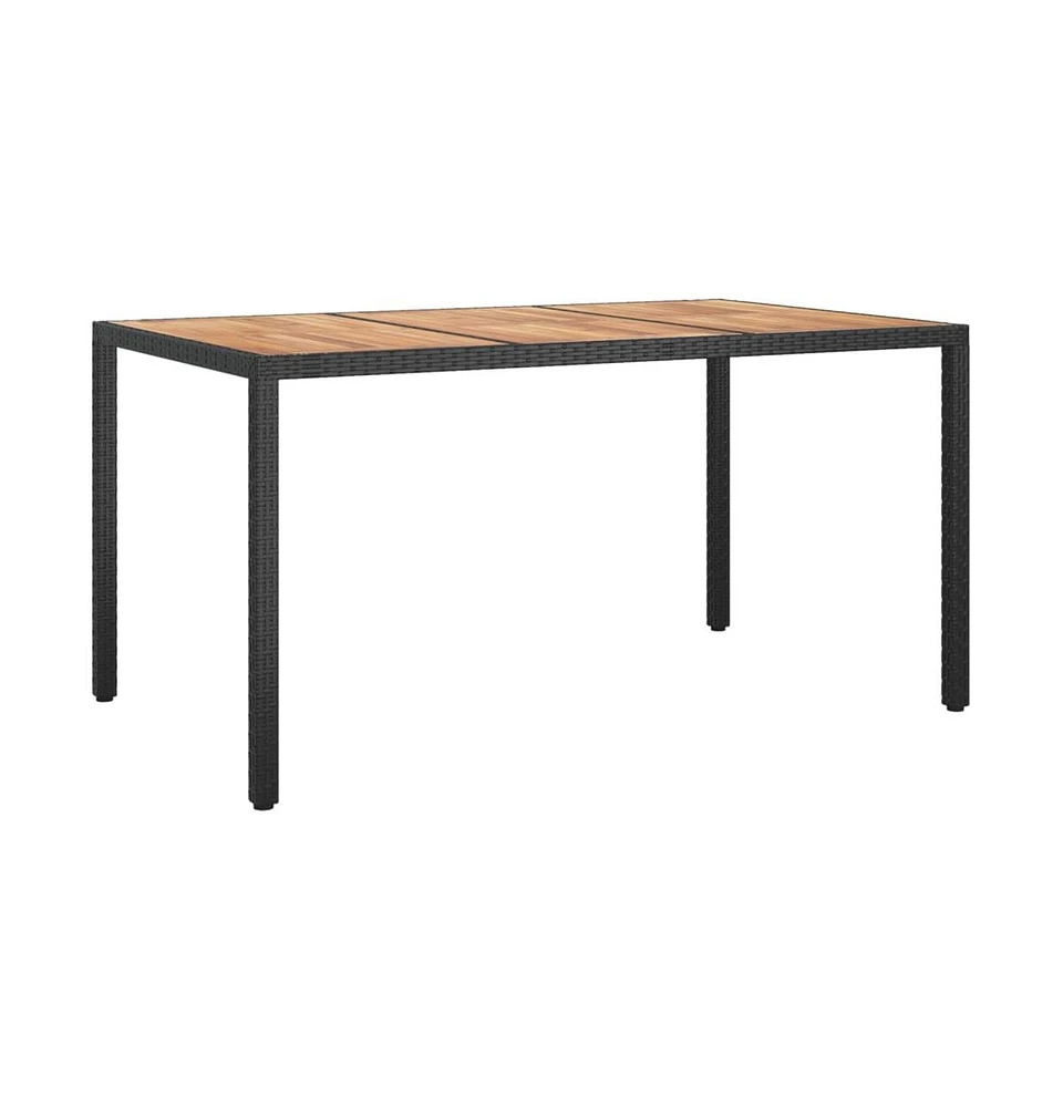 vidaXL Garden Table 59.1"x35.4"x29.5" Poly Rattan and Acacia Wood Black