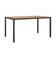 vidaXL Garden Table 59.1"x35.4"x29.5" Poly Rattan and Acacia Wood Black