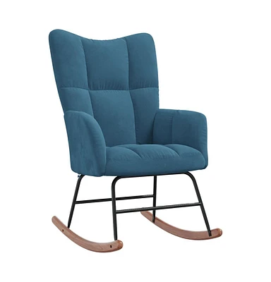 vidaXL Rocking Chair Blue Velvet