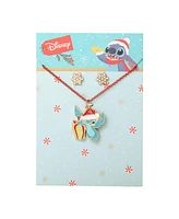 Disney Lilo and Stitch Christmas Necklace and Earring Set