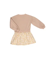 Bearpaw Little Girls Pullover Heart Patch Sweatshirt with Attached Skirt Outfit
