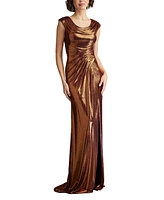 Tadashi Shoji Women's Houghton Metallic Crisscross Draped Gown