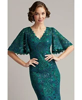 Tadashi Shoji Women's Leya Sequin Embroidered Flutter Sleeve Dress