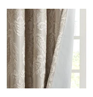 SunSmart Amelia Knitted Jacquard Paisley Total Blackout Grommet Top Curtain Panel, Single Curtain with Privacy Lining for Bedroom and Living Room