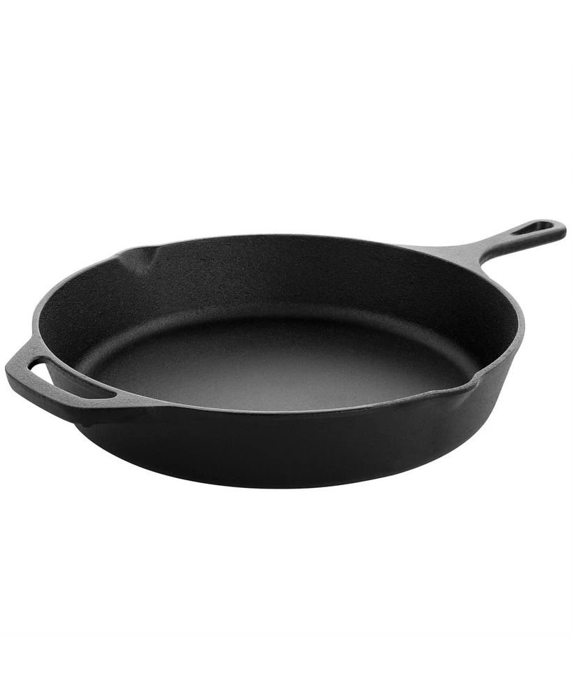 Megachef 12 Inch Round Preseasoned Cast Iron Frying Pan in Black