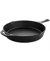 MegaChef 12 Inch Round Preseasoned Cast Iron Frying Pan in Black