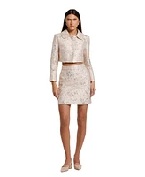 Mac Duggal Women's Pearl Button Brocade Cropped Jacket