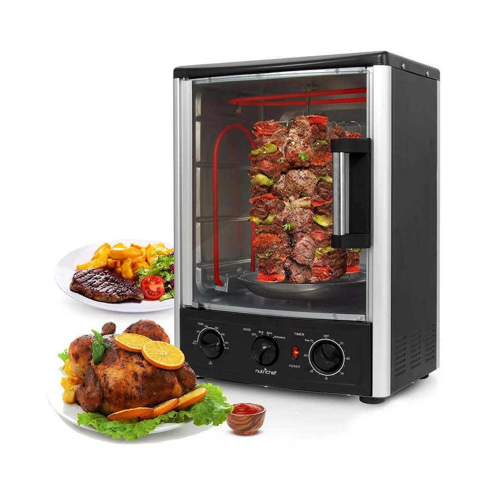 NutriChef Multi-Function Vertical Oven - Countertop Rotisserie Oven with Bake & Roast Cooking