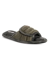 Muk Luks Men's Maverick Slide Slippers, Ebony/Charcoal, S (8-9)