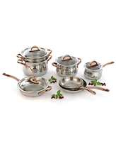 BergHOFF Ouro Gold 5pc 18/10 Stainless Steel Starter Set, Glass Lids, Rose Gold Handles