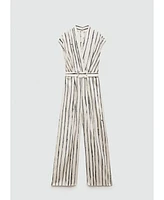 Mango Women's Satin Stripes Jumpsuit