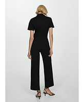 Mango Women's Long Chest-Pocket Jumpsuit