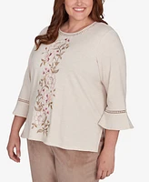 Alfred Dunner Plus Telluride Center Embroidered Floral Top