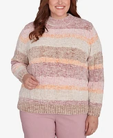 Alfred Dunner Plus Telluride Chenille Spray Dyed Stripe Sweater