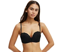 Cotton On Women's Everyday Lace Strapless Push Up 2 Bra